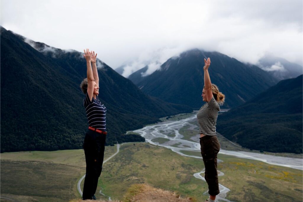 yoga stretches on holiday
